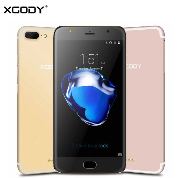 XGODY D11 5.5" 3G Smartphone Android 5.1 MTK6580 Quad Core 1GB RAM 16GB ROM 1280*720 HD 8MP Dual SIM Mobile Cell Phones GPS WiFi