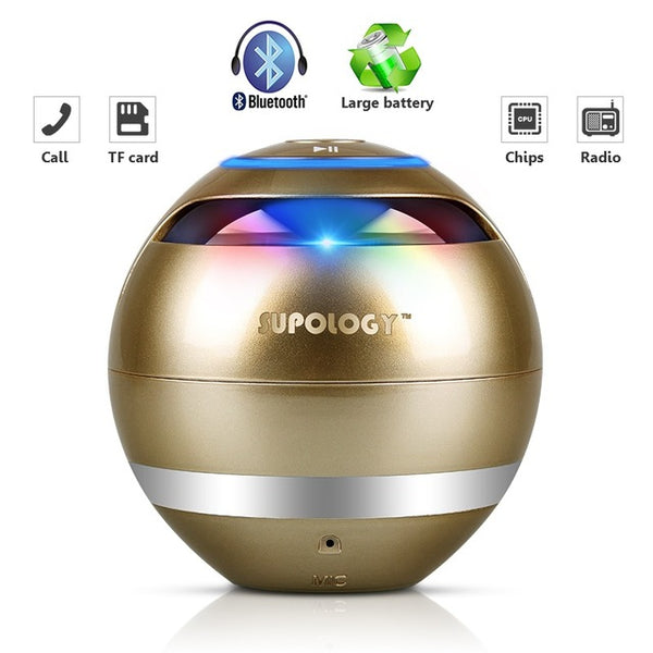 SUPOLOGY LED Caixa De Som TF Stereo Bluetooth Wireless Speaker Portable Mini Subwoofer Speakers with Light Handsfree for Phone