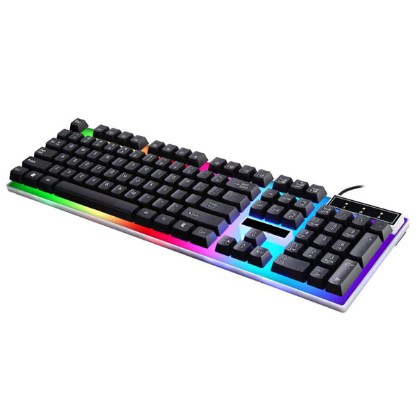 LED Rainbow Color Backlight Adjustable Gaming Game USB Wired Keyboard Mouse Set