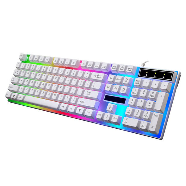 LED Rainbow Color Backlight Adjustable Gaming Game USB Wired Keyboard Mouse Set