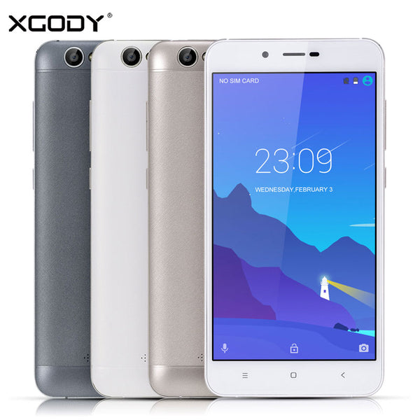 XGODY D16 Smartphone 5.5'' 1GB RAM 8GB ROM Quad Core Android 6.0 4000mAh 8.0MP Dual SIM Telefone Celular 3G Touch Android Phones