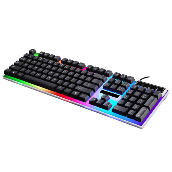 Waterproof Rainbow Keyboard With Rainbow Backlight USB Wired Game Keyboard
