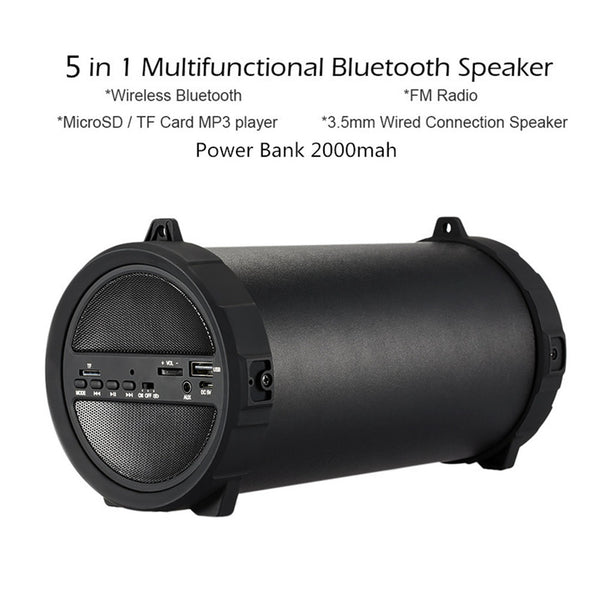 Akaso Multifu Wireless deep bass Bluetooth Outdoor Speaker Power Bank 10W Big Power HiFi Portable USB Stereo Subwoofer Sound Box